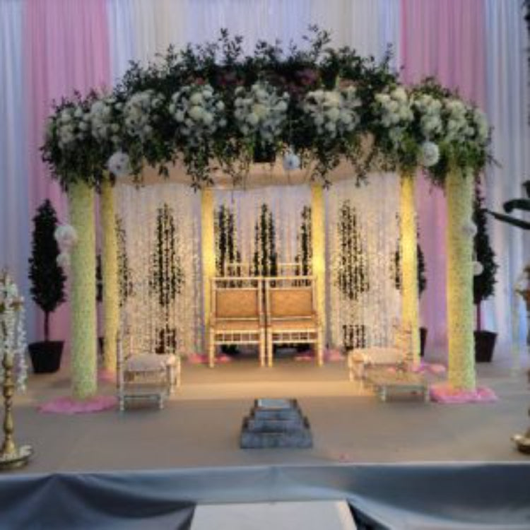 Octagon Flower Mandap With One Level of Flower Arrangement
