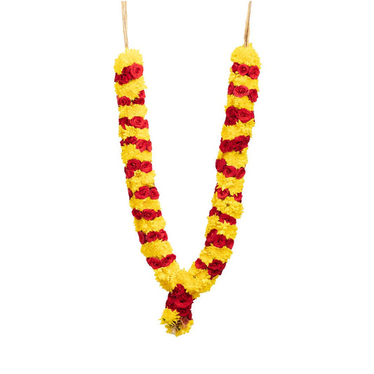 Chamanthi With Button Rose Garland Spiral